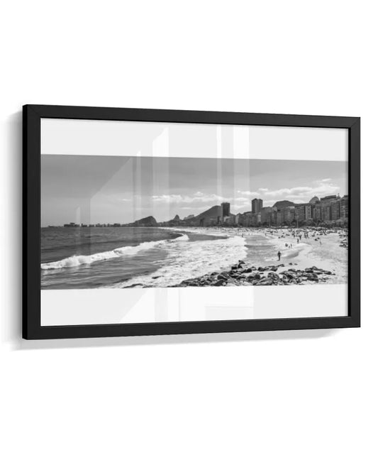 Copacabana - Vista à partir do Leme. - Rio de Janeiro - Preto e Branco